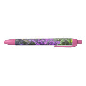 Stylo Noir Fleurs lilas violettes sauvages avec feuilles vert (Bas)
