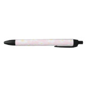 Stylo Noir Fleurs marguerites blanches Florales roses (Bas)