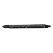 Stylo Noir Fleurs multicolores sur fond noir (Devant)