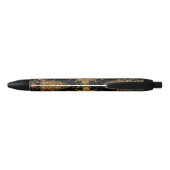 Stylo Noir Fleurs noires et dorées tombées (Dos)