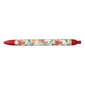 Stylo Noir Fleurs orange jaune  (Devant)