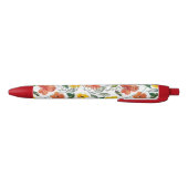 Stylo Noir Fleurs orange jaune  (Bas)