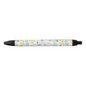 Stylo Noir Fleurs Pastel en Fleur Motif Personnalisé (Devant)