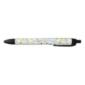 Stylo Noir Fleurs Pastel en Fleur Motif Personnalisé (Bas)