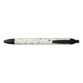Stylo Noir Fleurs Pastel en Fleur Motif Personnalisé (Dos)