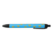 Stylo Noir fleurs peintes en bleu (Bas)