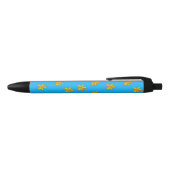 Stylo Noir fleurs peintes en bleu (Haut)