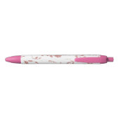 Stylo Noir Fleurs Rose Pâle (Dos)