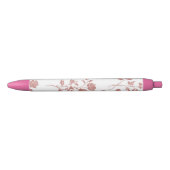 Stylo Noir Fleurs Rose Pâle (Devant)