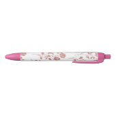 Stylo Noir Fleurs Rose Pâle (Bas)