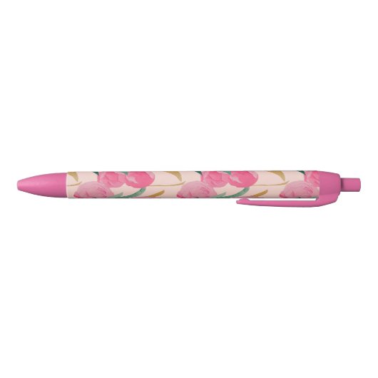 Stylo Noir Fleurs roses (Bas)
