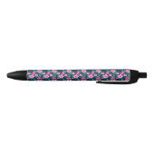 Stylo Noir Fleurs roses avec Feuilles verts Partern-79066 (Bas)
