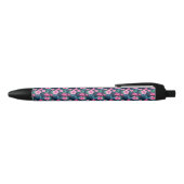 Stylo Noir Fleurs roses avec Feuilles verts Partern-79066 (Haut)