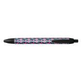Stylo Noir Fleurs roses avec Feuilles verts Partern-79066 (Dos)