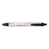 Stylo Noir Fleurs roses d'aquarelle (Dos)