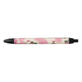 Stylo Noir Fleurs Roses, Motif Floral, Motif De Fleurs (Devant)