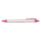 Stylo Noir Fleurs roses pastel et monogramme coquette rayures (Haut)