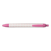Stylo Noir Fleurs roses pastel et monogramme coquette rayures (Dos)