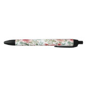 Stylo Noir Fleurs Roses Rouges (Bas)