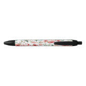 Stylo Noir Fleurs Roses Rouges (Dos)