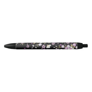 Stylo Noir Fleurs roses tombantes en cascade
