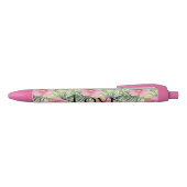 Stylo Noir Fleurs roses tropicales (Haut)