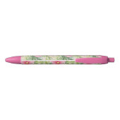 Stylo Noir Fleurs roses tropicales (Dos)