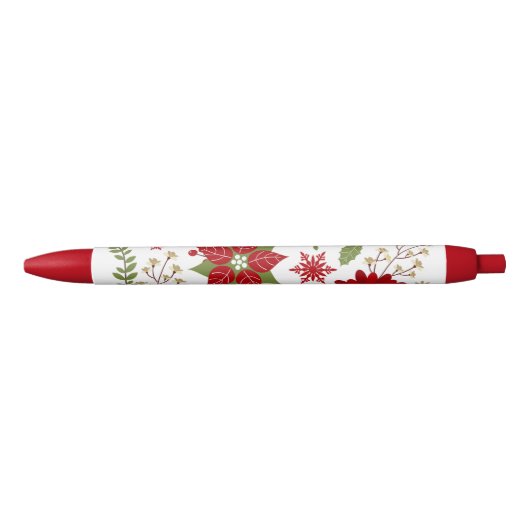 Stylo Noir fleurs rustiques modernes de Noël (Devant)