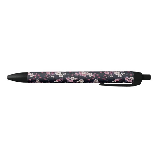Stylo Noir Fleurs Sakura Roses Noires, Design Motif, (Bas)