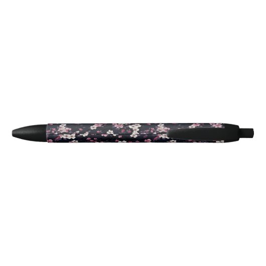 Stylo Noir Fleurs Sakura Roses Noires, Design Motif, (Dos)