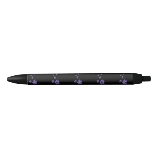 Stylo Noir Fleurs violettes (Devant)