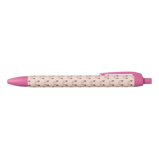 Stylo Noir Floating Kitten Cat Face Pattern  (Haut)