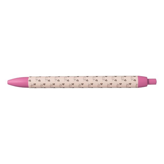 Stylo Noir Floating Kitten Cat Face Pattern  (Devant)