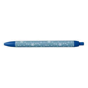 Stylo Noir Flocon de neige de Noël en bleu