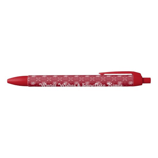 Stylo Noir Flocon de neige de Noël sur Ruby Red (Haut)