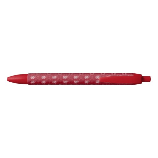 Stylo Noir Flocon de neige de Noël sur Ruby Red (Dos)