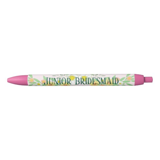 Stylo Noir Floral de demoiselle d'honneur junior (Devant)