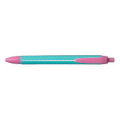 Stylo Noir Floral Llama Alpaca Turquoise Personnalisé (Dos)