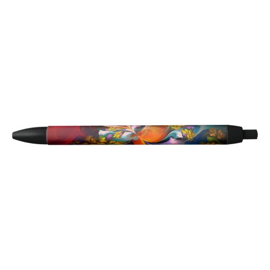 Stylo Noir Floral moderne Art Abstrait Rouge Bleu Motif #13 (Devant)