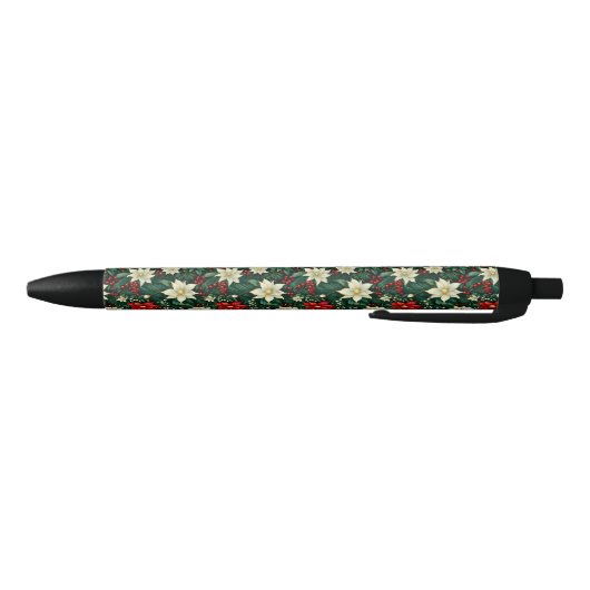 Stylo Noir Floral Motif de Noël (Bas)