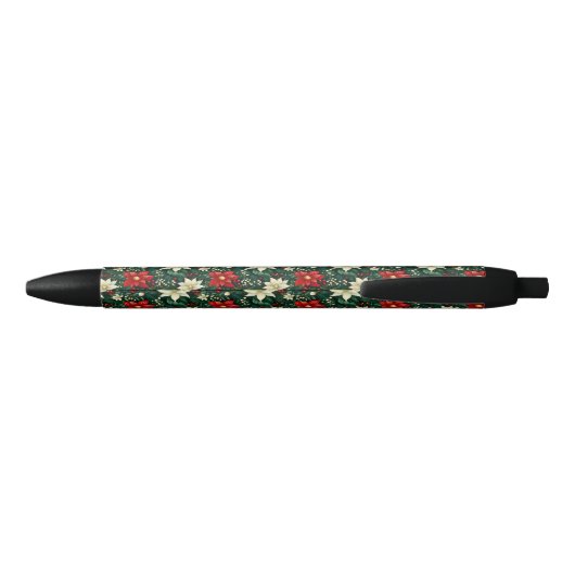 Stylo Noir Floral Motif de Noël (Dos)