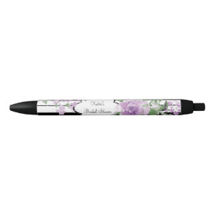 Stylo Noir Floral pourpre, Fête de la mariée