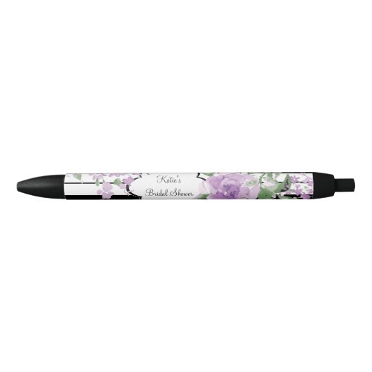 Stylo Noir Floral pourpre, Fête des mariées (Devant)