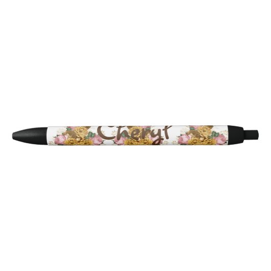 Stylo Noir Floral Retour à l'école (Devant)