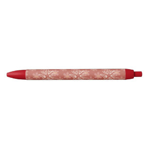 Stylo Noir Florales abstraites rose et jaune