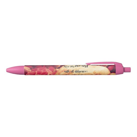 Stylo Noir Flore rose : Écriture cardiaque des psaumes (Haut)