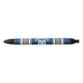 Stylo Noir Football Jersey Navy Blue Gold Stripes Nom Numéro (Devant)