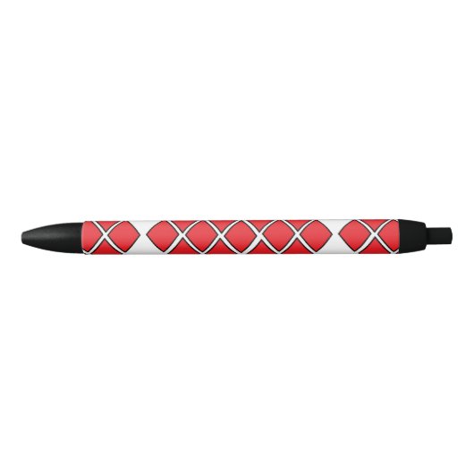 Stylo Noir Formes de diamants rouges (Devant)