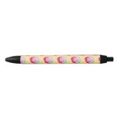 Stylo Noir fraise d'aquarelle jaune (Devant)