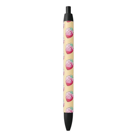 Stylo Noir fraise d'aquarelle jaune (devant Vertical)
